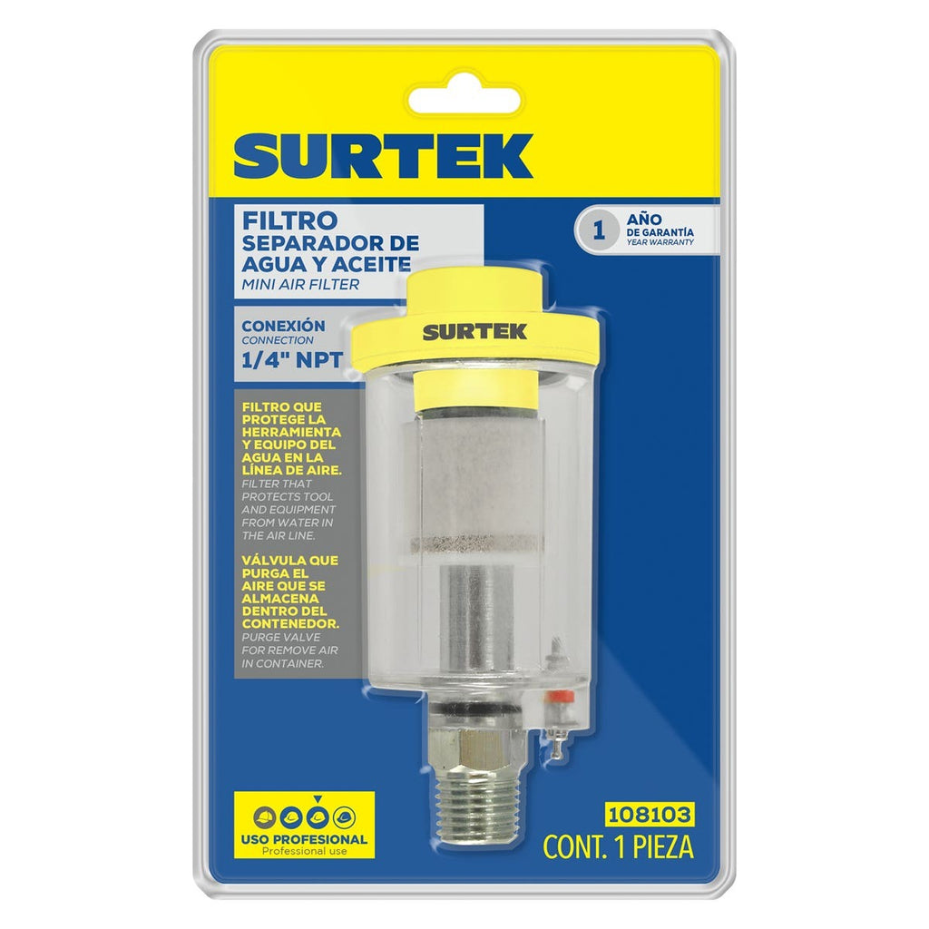 Surtek Filtro separador agua aceite 1/4 NPT