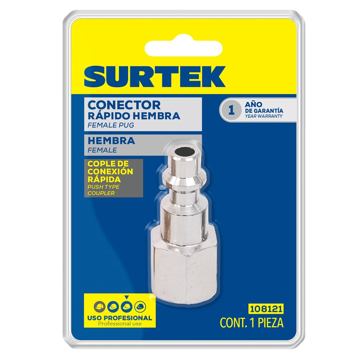 Surtek Conector zinc rápido 1/4 NPT hembra