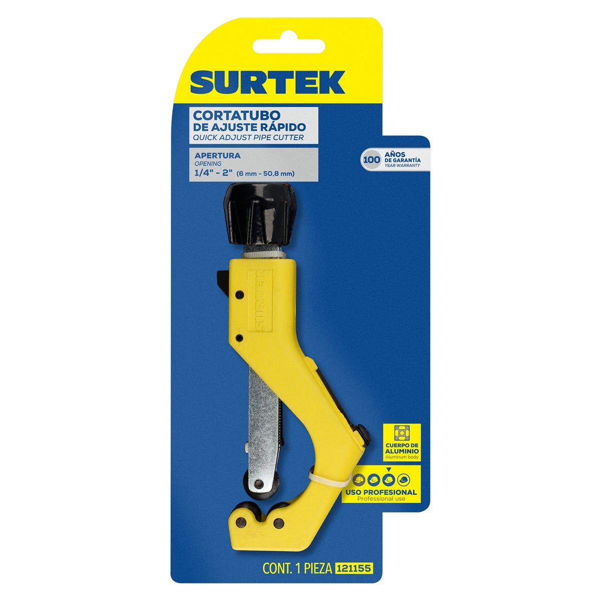 Surtek Cortatubo mecánico ajustable 1/4 a 2