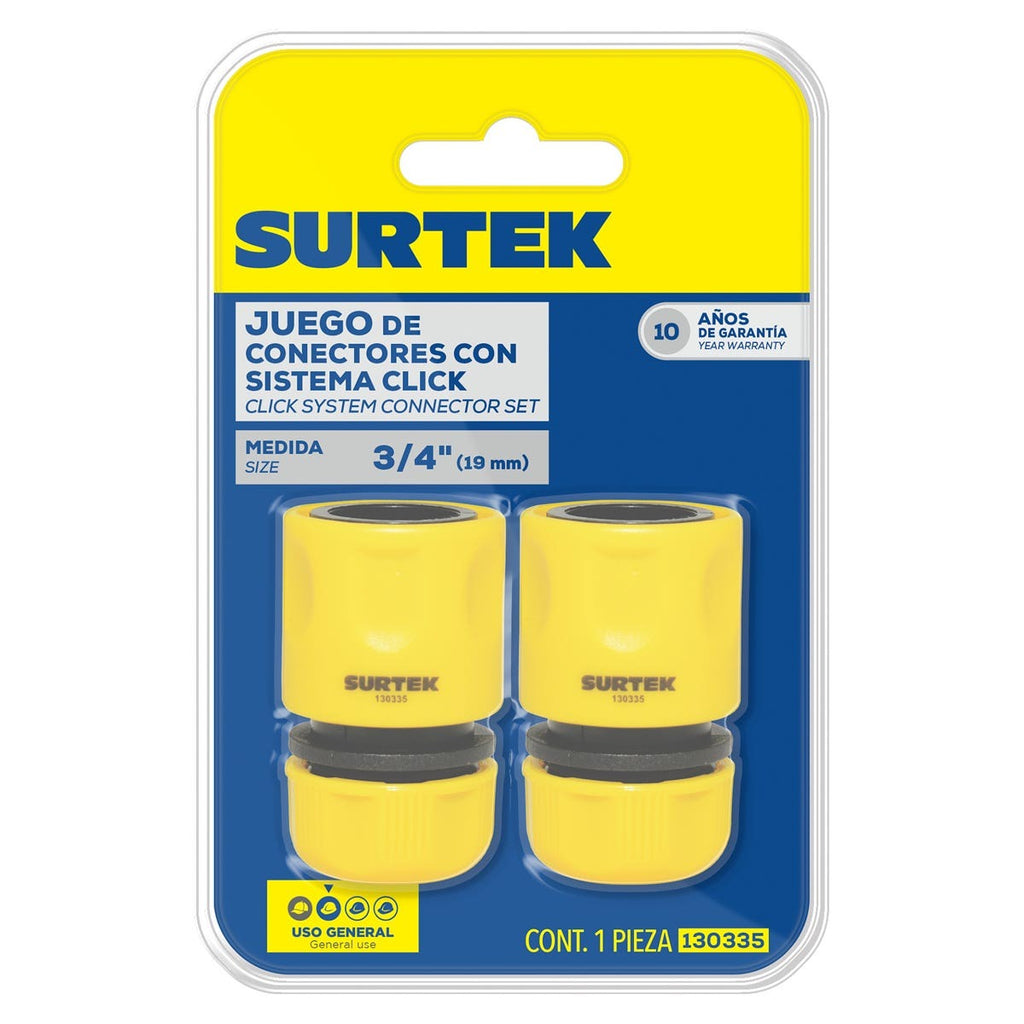 Surtek Juego conectores para manguera click 1/2 2 piezas