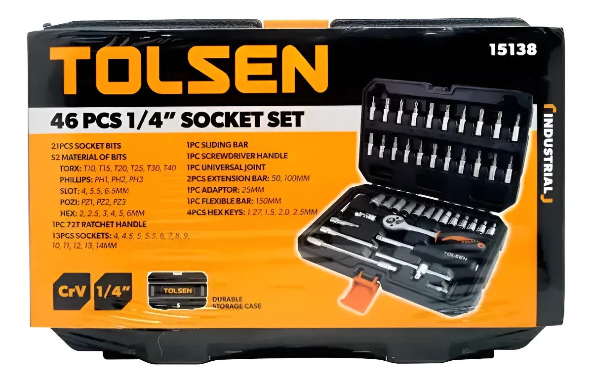 Tolsen Juego de 46 piezas dados y ratchet 15138