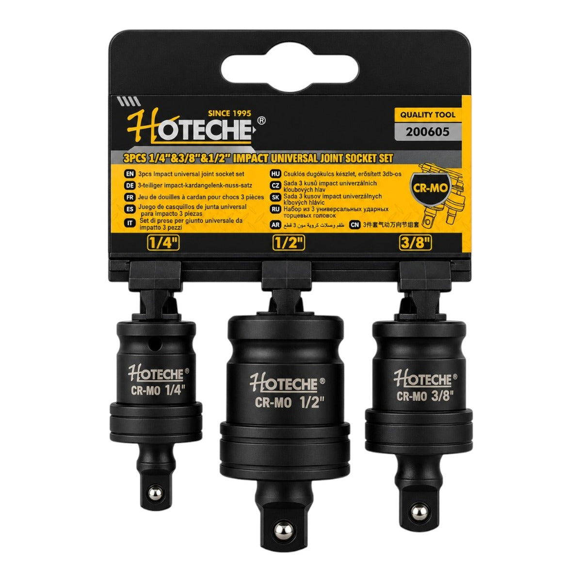 Hoteche Juego de dados universales para impacto 1/4 3/8 1/2 3 piezas 200605