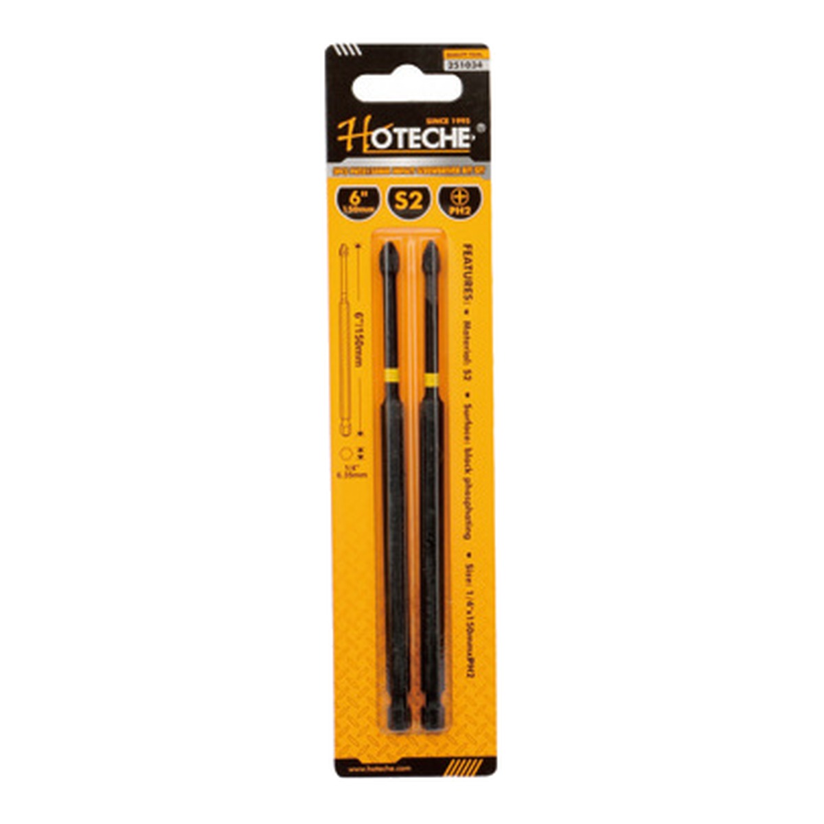 Hoteche Juego de puntas de destornillador PH2 150 mm 2 piezas 251034