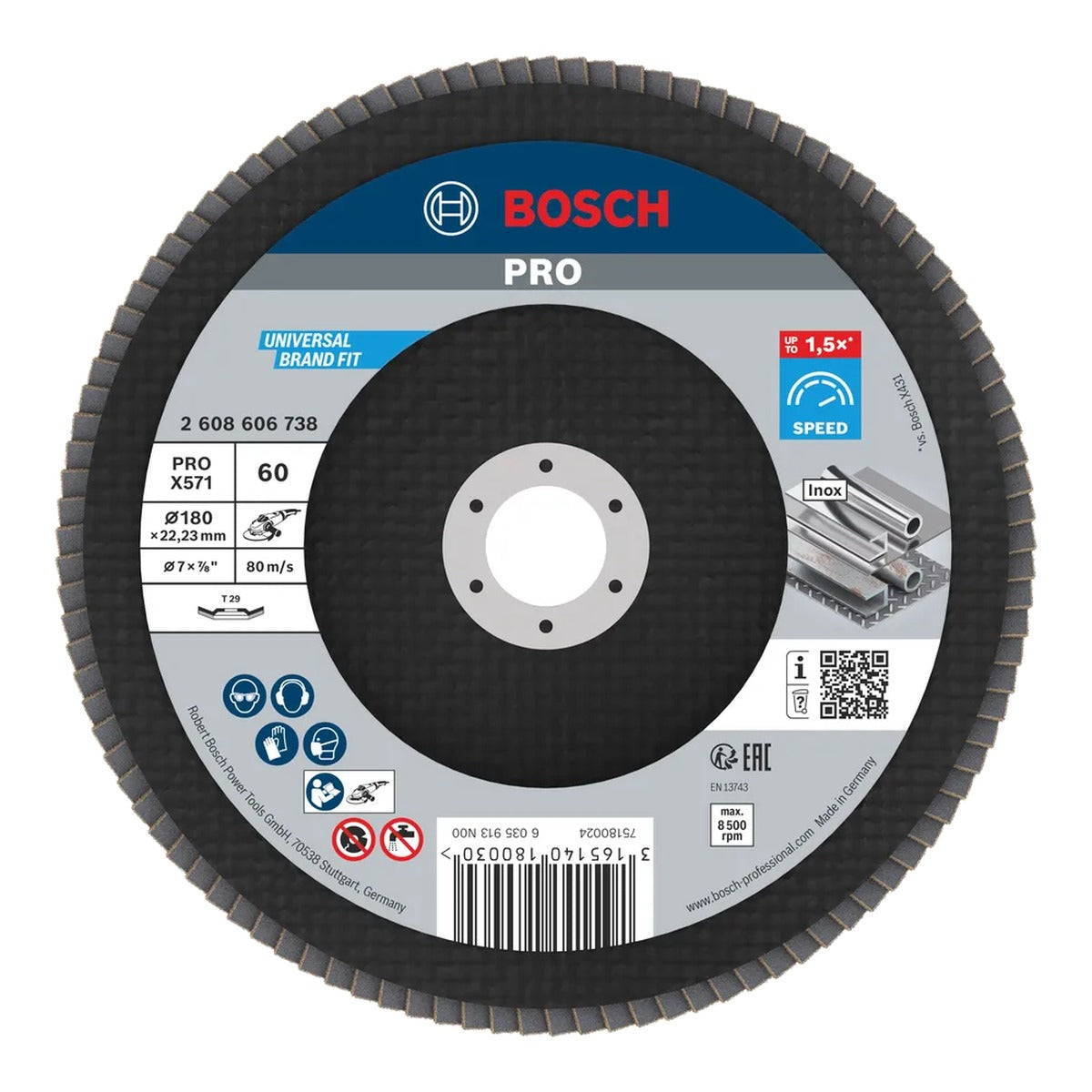 Bosch Disco flap 7 G.60 (180 mm x 7/8) inoxidable 2608606738