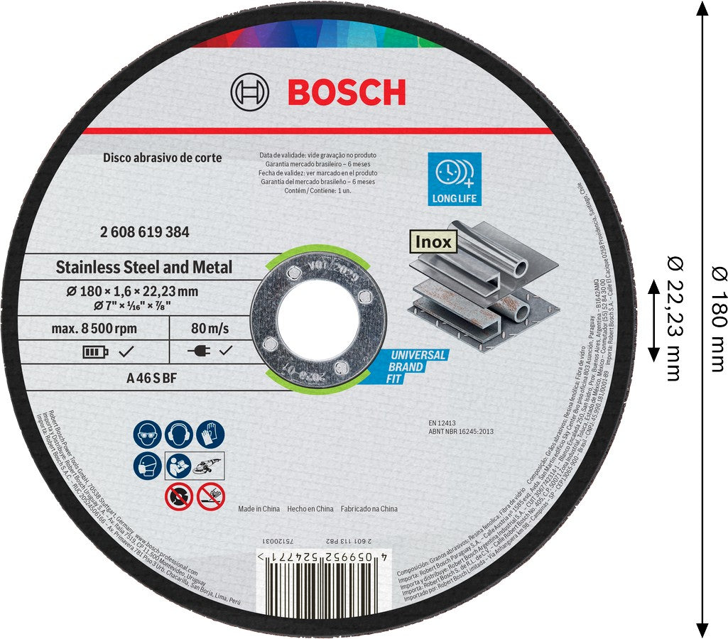Bosch Disco para metal 7x1/16 (1.6 mm) standard 2608619384