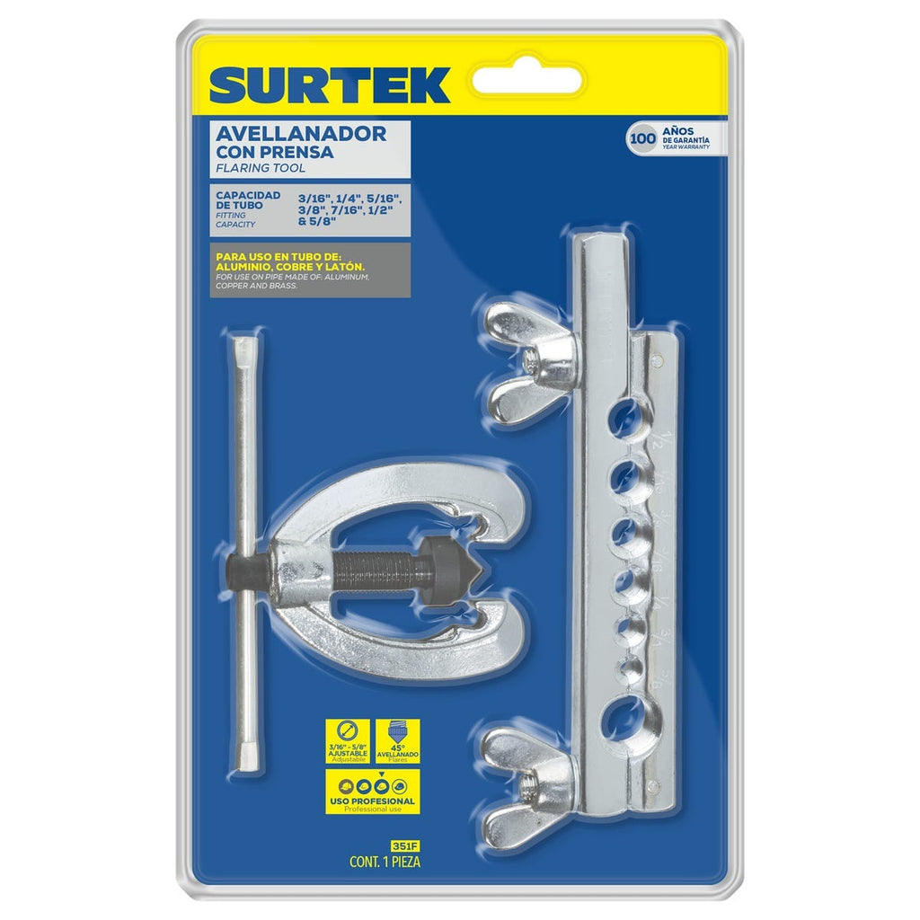 Surtek Avellanador prensa ajustable 3/16 a 5/8