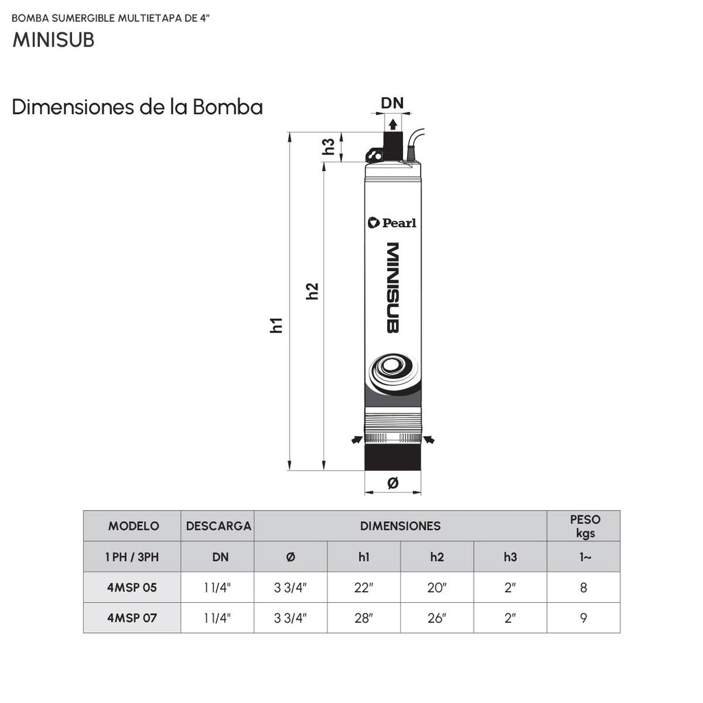 Pearl Bomba sumergible minisub 0.7 HP 110 V