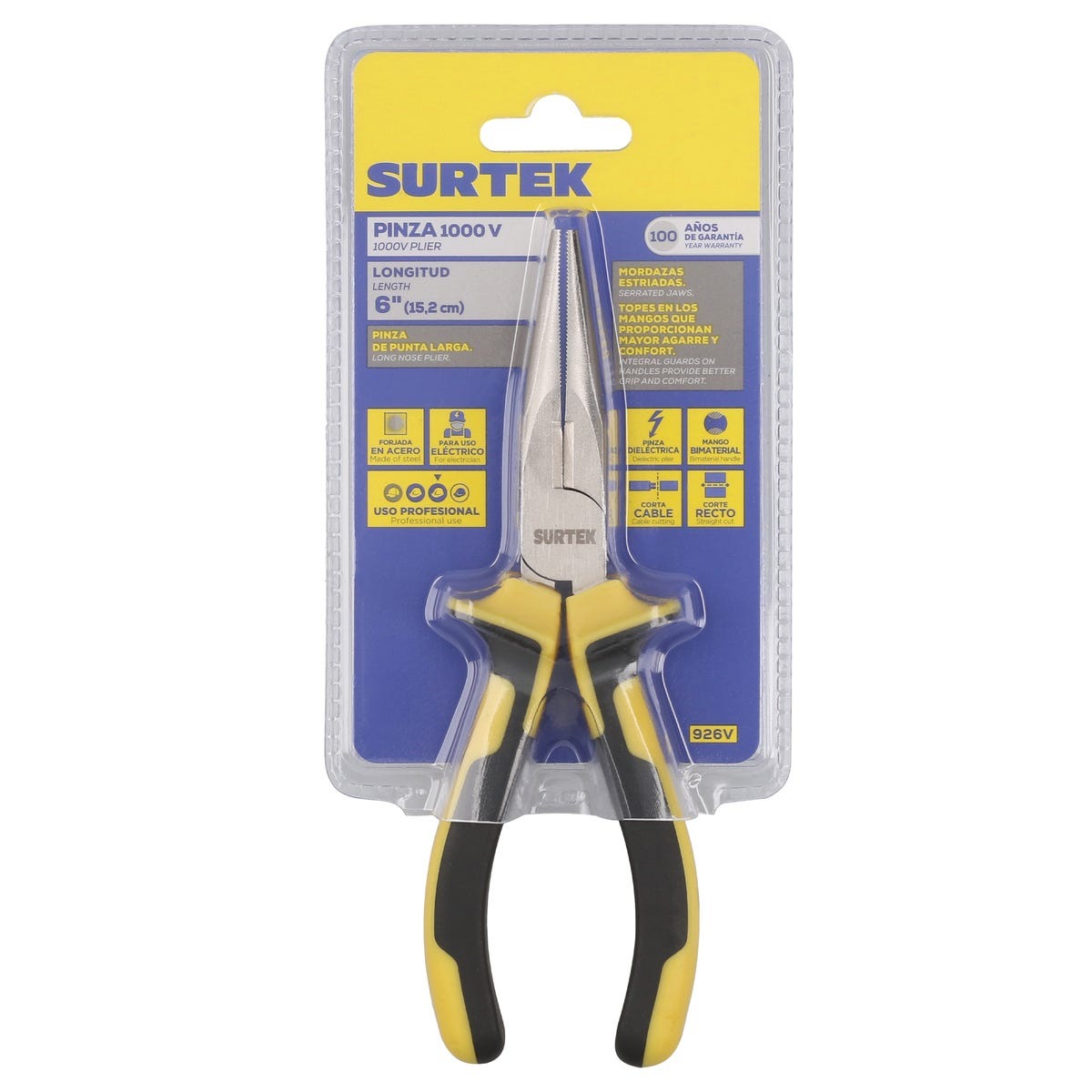Surtek Pinza de 1000 V 6 puntas largas