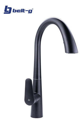 Grifo Fregadero Monomando Glow Extensible Black - Gri-1627 Negro Mate