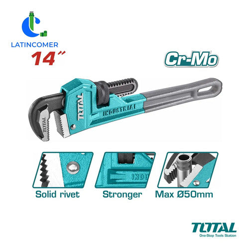 Llave De Tubo 14'' Con Mango Dieléctrico - Total Turquesa