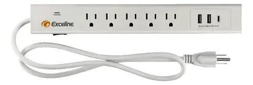Regleta Eléctrica Exceline Smart 3 Puertos Usb 5 Tomas Blanco