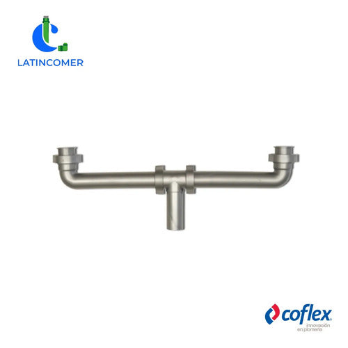 Colector Doble P/fregadero Rosca / Borde Plateado