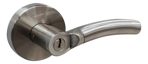 Cerradura De Palanca Redonda Brushed Habitación Bari Plateado