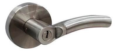Cerradura De Palanca Redonda Brushed Habitación Bari Plateado