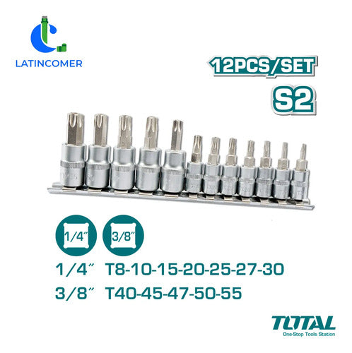 Juego De Dados De Punta Torx 12pcs - Total Gris