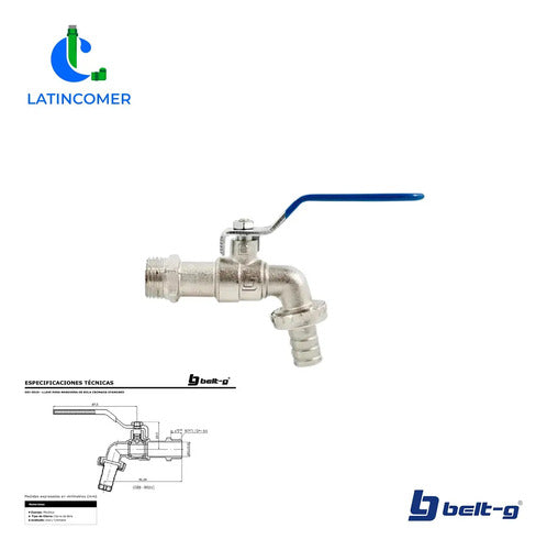 Llave Para Manguera De Bola Cromada Std. Gri-0024