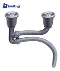 Desague Fregadero Acero Inox. Sifon Y Colector (kit 2 Tinas) Gris