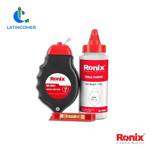 Tira Linea De Carrete Con Tiza Azul Y Nivel (30m) Ronix