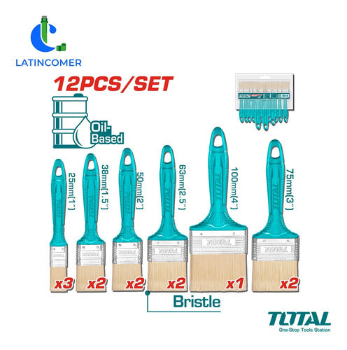 Juego De Brochas Para Pintar 12pzas - Total Azul Petróleo