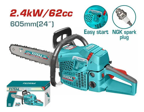 Motosierra De Cadena A Gasolina 2.4 Kw Azul Petróleo