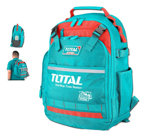 Mochila Para Herramientas Total 8kg Poliéster Morral 15'' Turquesa