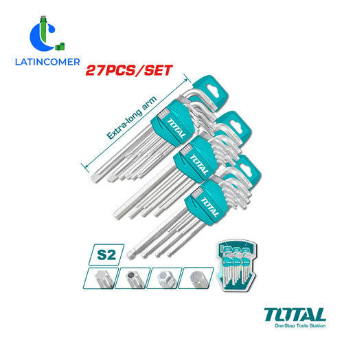 Juego De Llaves Hexagonales Y Llaves De Torx De 27pc - Total Gris