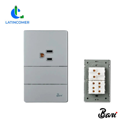 Bari Serie Grigio - Interruptor Doble + Tomacorriente