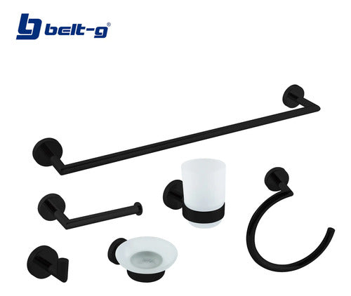 Accesorios Para Baño 6 Pzas. Belt-g Black Negro