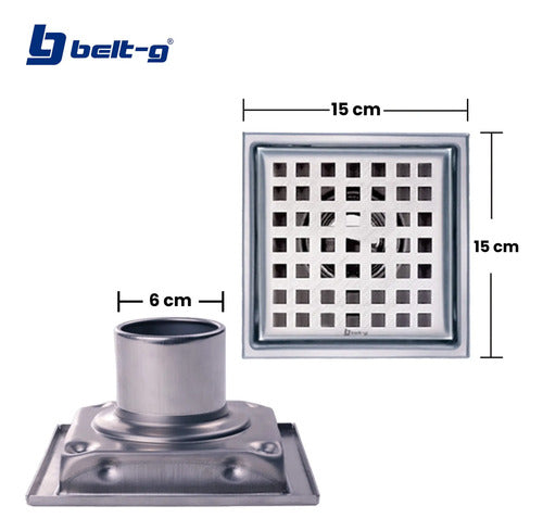 Rejilla Belt-g Acero Inox. 15cm Cuadrada 7.62cm
