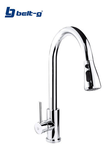 Grifo Fregadero Monomando Bridge Extensible - Gri-1537 Gris Brillante