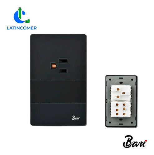Bari Serie Spento - Interruptor Doble + Tomacorriente