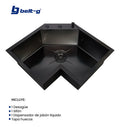 Fregadero 64x64 Esquinero Sobre Tope Acero Nano Black Negro
