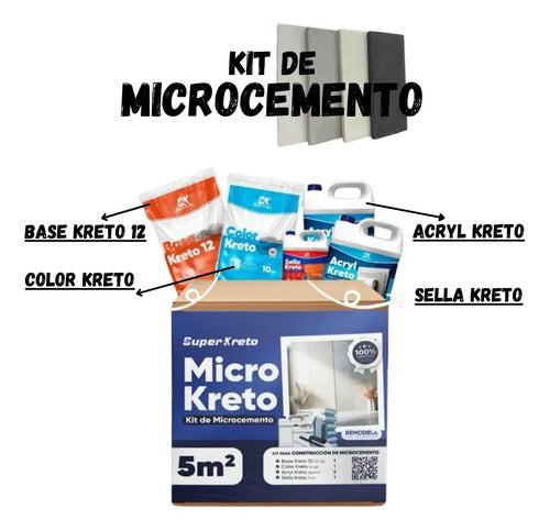 Microcemento Micro Kreto Kit 5 M2 Pared Grafito