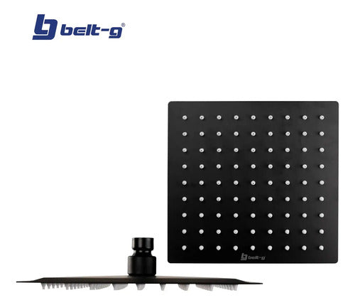 Regadera Anticalcarea 8 Ultra Plana Cuadrada Black Plateado Cromado