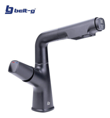 Grifo Lavamanos Monomando Extensible Valet Black. Gri-1625