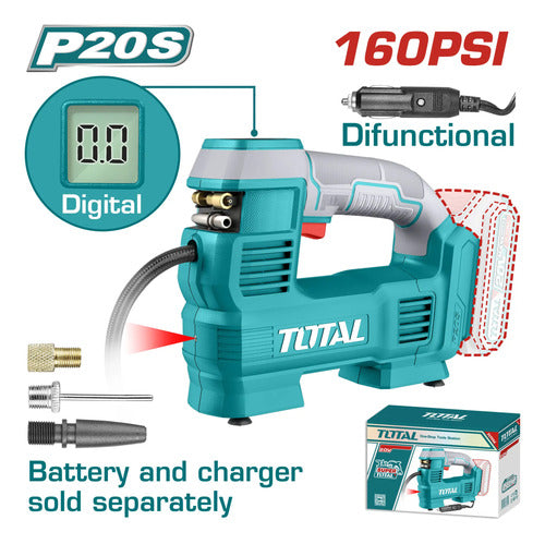 Compresor De Aire Inalámbrico 20v 160 Psi/11 Bar Total Turquesa