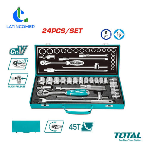 Ratchet De 1/2 Con Juego De Dados 24 Piezas - Total