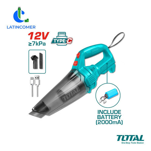 Aspiradora Inalambrica 12v 0.50l 7kpa - Total Turquesa