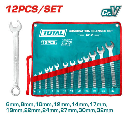 Juego De Llaves Combinadas 12 Pzas Marca - Total Plateado
