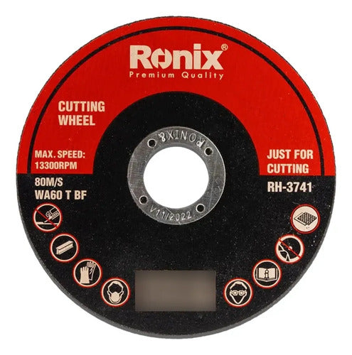 Discos De Corte 4-1/2 Pulgadas 115mm Ronix P/ Esmeril Rojo