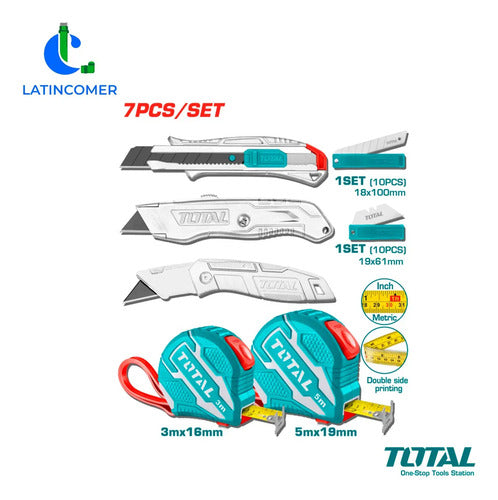 Juego De Cinta Metrica 3-5 Mtsx Y Exactos 18mm - Total