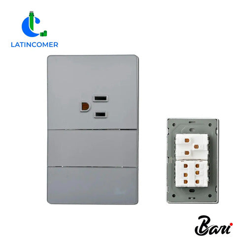 Bari Serie Cenere - Interruptor Doble + Tomacorriente