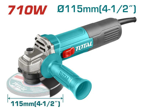 Esmeril Angular De 4-1/2 710w 12000 Rpm 5/8 - Total Turquesa 50 60hz