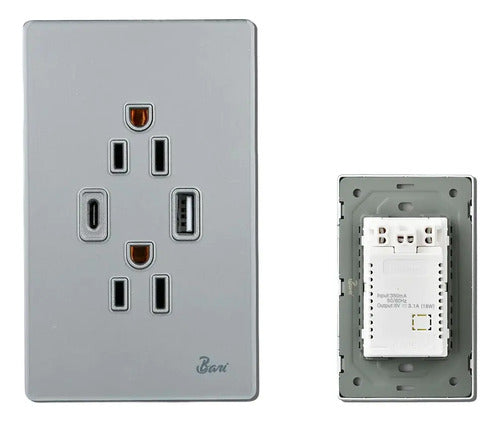 Bari Serie Grigio - Toma Corriente Doble Usb