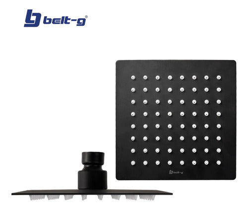 Regadera Anticalcarea 6 Ultra Plana Cuadrada Bla - Gri-0260 Negro Mate