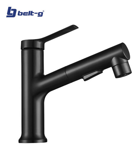 Grifo Lavamanos Monomando Extensible Rita Black. Gri-1487 Negro Mate