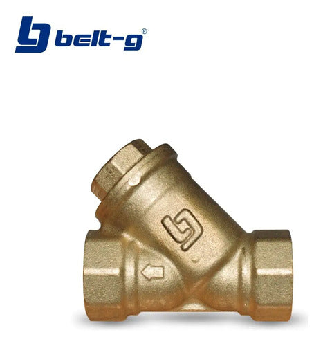 Filtro De Linea Y 1/2 Bronce Cesta Acero Inox. Dorado Mate