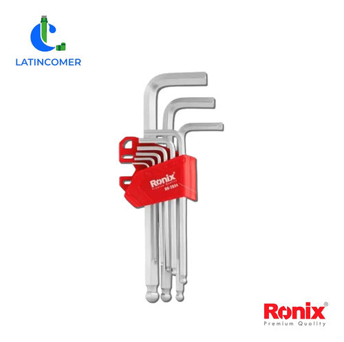 Juego De Llaves Allen Set 9 Piezas Hexagonales Ronix Rh-2034 Gris