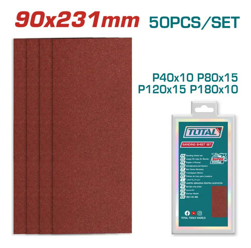 Juego De Lijas 90x231mm P40-p80-p120-p180 50pzas 40