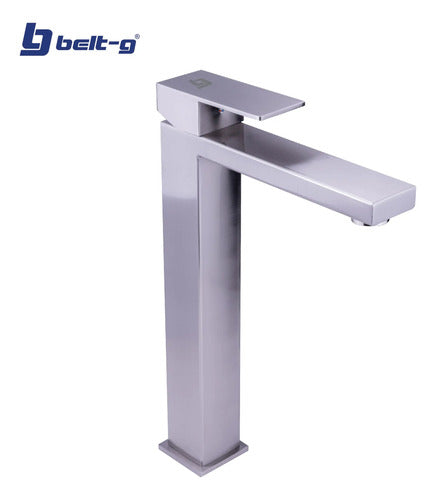 Grifo Lavamanos Monomando Square (alto) Brushed. Gri-1522 Plateado Brillante